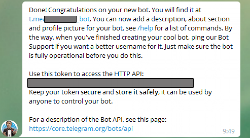 Creación de bot para Telegram. BotFather paso 2