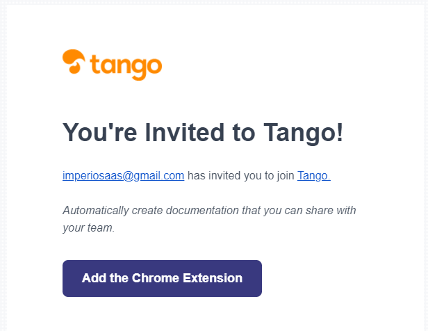 invitacion a unirse a tango Tango, la extensión para crear guías paso a paso de forma automática