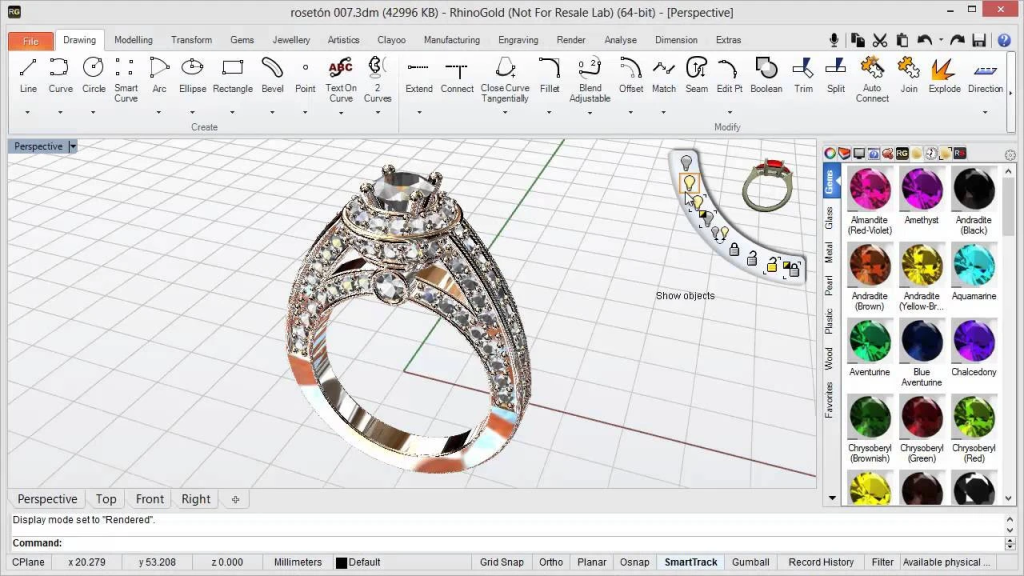 RhinoGold, software de diseño de joyas.