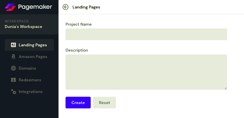 Pagemaker paso 3 nombrar proyecto 1 Pagemaker, un creador de landing page todavía lejos del efecto WOW